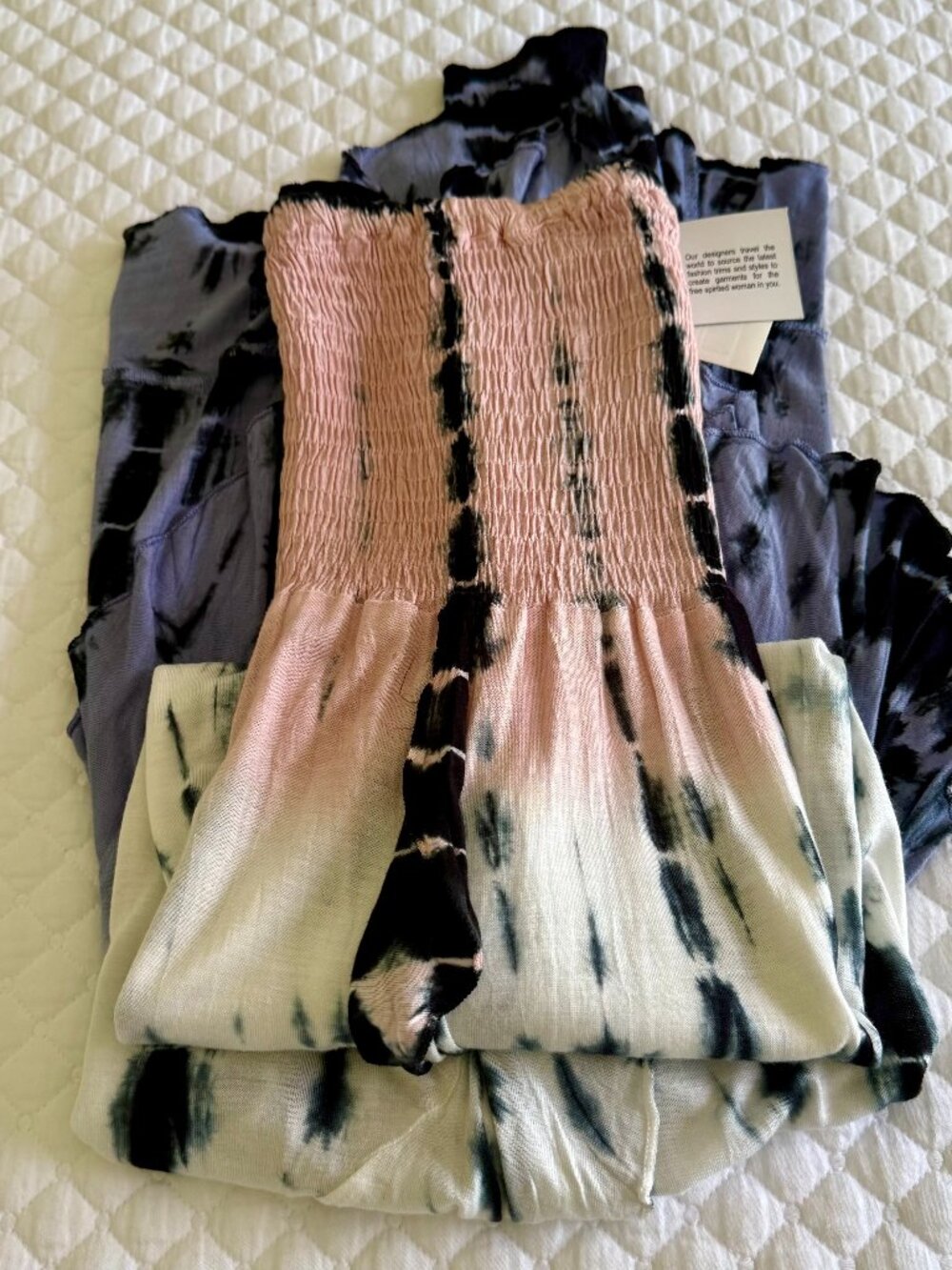 NWT Raviya Strapless Tie Dye Midi Dress Ruffled Smocked